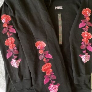Victoria’s Secret PINK Roses Floral Hoodie Sweatshirt L Sweatpants M NWT